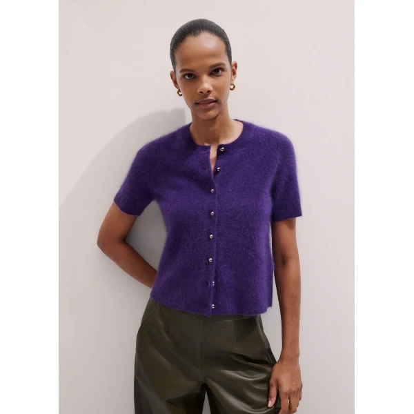 Me + Em Short Sleeve Cardigan – luxury British Purple in Me and Em exclusively at Luxury Shoes 