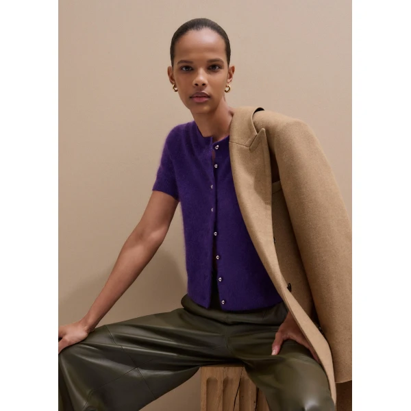 Me and Em Short Sleeve Cardigan – luxury British Purple in Me and Em exclusively at Luxury Shoes 