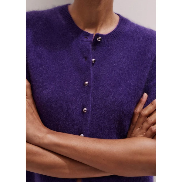 Me + Em Short Sleeve Cardigan – luxury British Purple in Me and Em exclusively at Luxury Shoes 