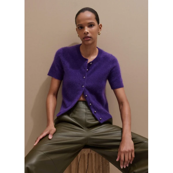Me and Em Short Sleeve Cardigan – luxury British Purple in Me and Em exclusively at Luxury Shoes 