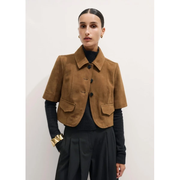 Me + Em Short Sleeve Jacket – luxury British Brown in Me and Em exclusively at Luxury Shoes 