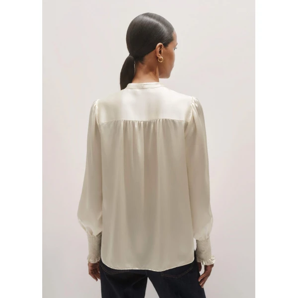 Me and Em Silk Satin Blouse + Tie – luxury British Ivory in Me and Em exclusively at Luxury Shoes 