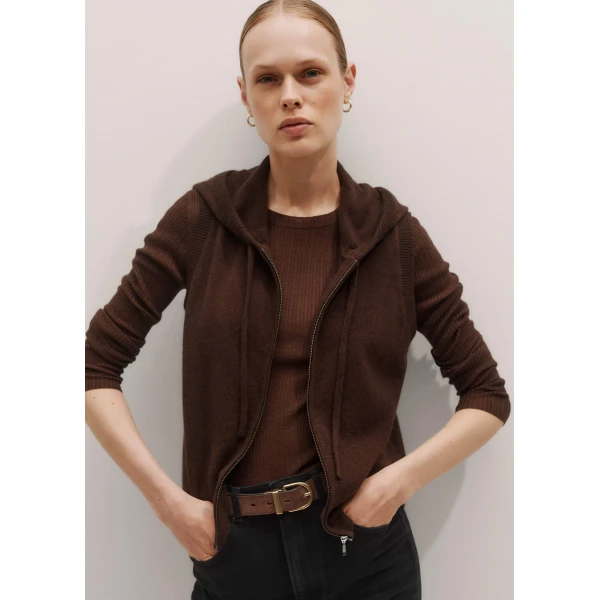 Me + Em Sleeveless Zip Hoody – luxury British Brown in Me and Em exclusively at Luxury Shoes 