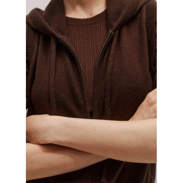 Me + Em Sleeveless Zip Hoody – luxury British Brown in Me and Em exclusively at Luxury Shoes 