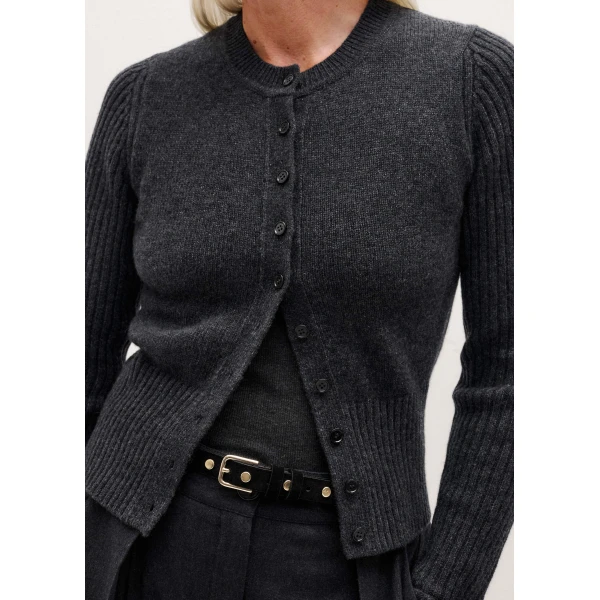 Me + Em Slim Crop Cardigan – luxury British Grey in Me and Em exclusively at Luxury Shoes 