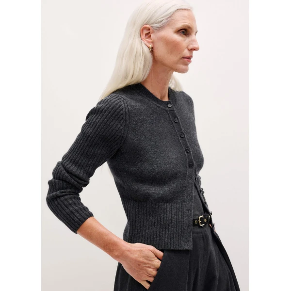 Me and Em Slim Crop Cardigan – luxury British Grey in Me and Em exclusively at Luxury Shoes 