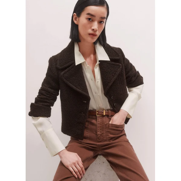 Me + Em Slim Crop Jacket – luxury British Brown in Me and Em exclusively at Luxury Shoes 