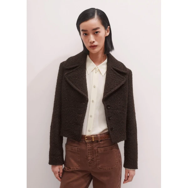 Me + Em Slim Crop Jacket – luxury British Brown in Me and Em exclusively at Luxury Shoes 