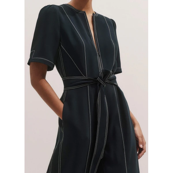 Me and Em Stitch Jumpsuit + Belt – luxury British Blue in Me and Em exclusively at Luxury Shoes 