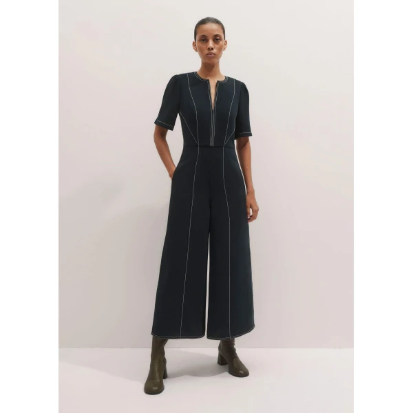 Me + Em Stitch Jumpsuit + Belt – luxury British Blue in Me and Em exclusively at Luxury Shoes 
