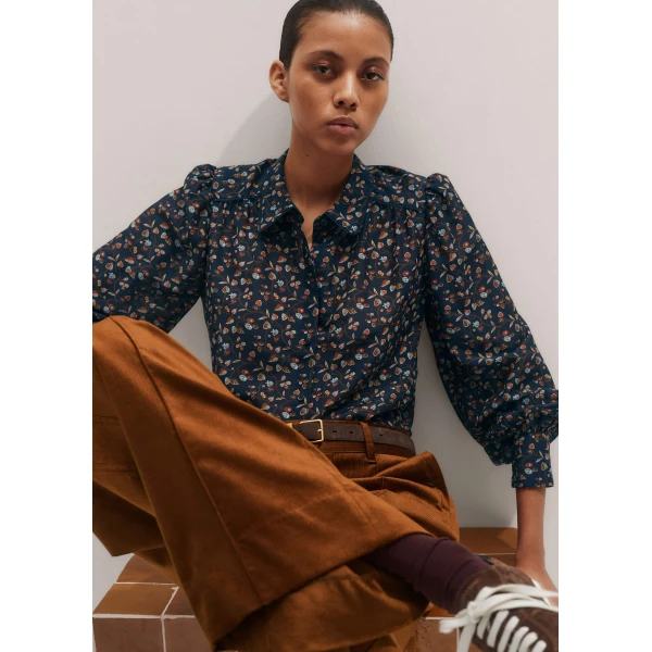 Me + Em Straight Blouse – luxury British Blue in Me and Em exclusively at Luxury Shoes 