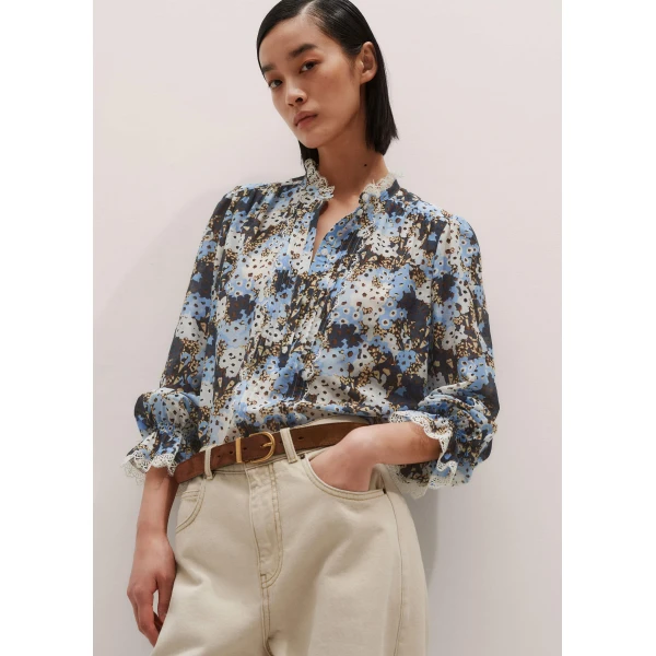 Me + Em Straight Blouse – luxury British Blue in Me and Em exclusively at Luxury Shoes 