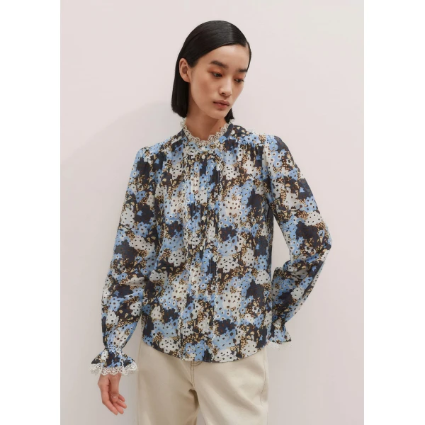 Me and Em Straight Blouse – luxury British Blue in Me and Em exclusively at Luxury Shoes 
