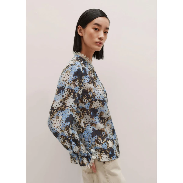 Me + Em Straight Blouse – luxury British Blue in Me and Em exclusively at Luxury Shoes 