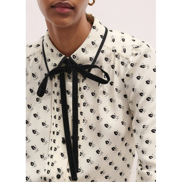 Me and Em Straight Blouse + Tie – luxury British Ivory in Me and Em exclusively at Luxury Shoes 