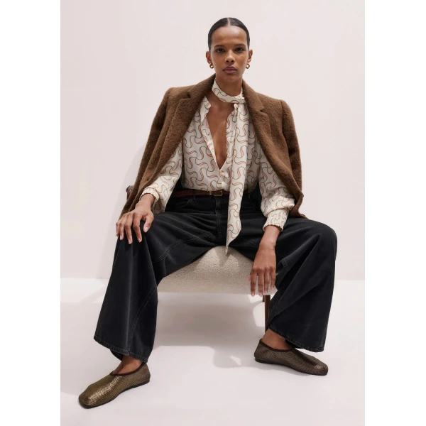 Me and Em Straight Blouse + Tie – luxury British Multicolour in Me and Em exclusively at Luxury Shoes 