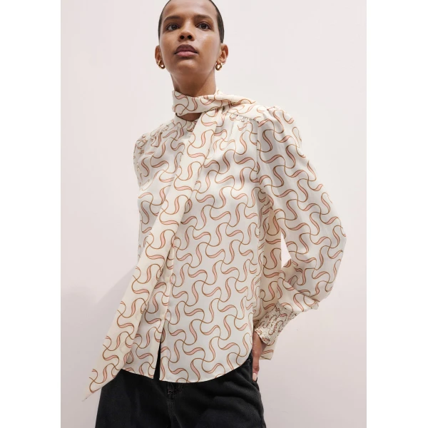 Me + Em Straight Blouse + Tie – luxury British Ivory in Me and Em exclusively at Luxury Shoes 