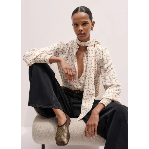 Me and Em Straight Blouse + Tie – luxury British Multicolour in Me and Em exclusively at Luxury Shoes 
