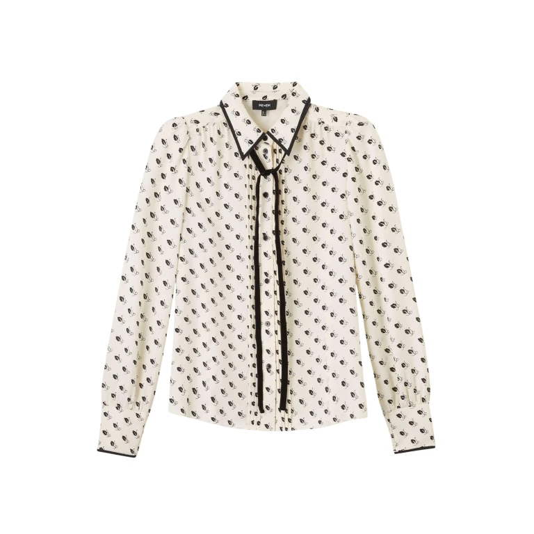 Me and Em Straight Blouse + Tie – luxury British Ivory in Me and Em exclusively at Luxury Shoes 