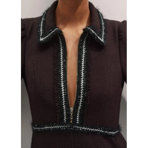 Me and Em Textured Midi Dress – luxury British Brown in Me and Em exclusively at Luxury Shoes 