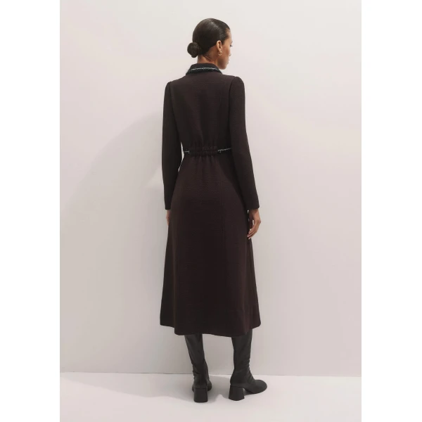 Me and Em Textured Midi Dress – luxury British Brown in Me and Em exclusively at Luxury Shoes 