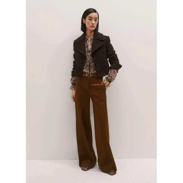 Me + Em Tonal Tie Blouse – luxury British Brown in Me and Em exclusively at Luxury Shoes 