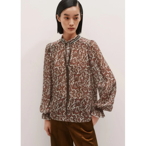 Me and Em Tonal Tie Blouse – luxury British Brown in Me and Em exclusively at Luxury Shoes 