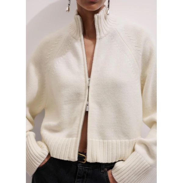 Me + Em Two-Way Zip Jacket – luxury British Ivory in Me and Em exclusively at Luxury Shoes 