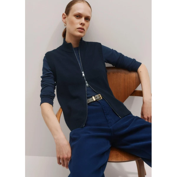 Me + Em Two-Way Zip Knit Vest – luxury British Blue in Me and Em exclusively at Luxury Shoes 