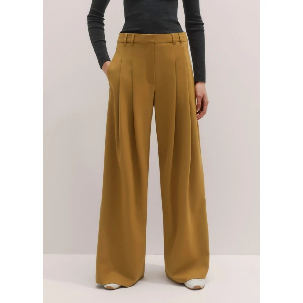 Me and Em Wide-Leg Pleat Pant – luxury British Yellow in Me and Em exclusively at Luxury Shoes 