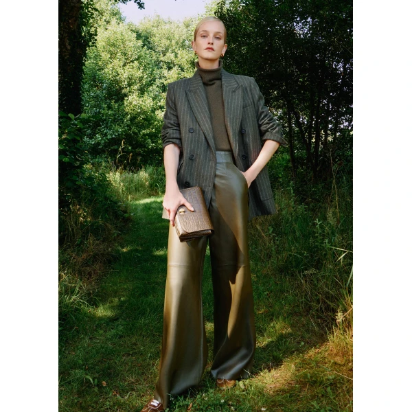 Me + Em Wide-Leg Trouser – luxury British Green in Me and Em exclusively at Luxury Shoes 