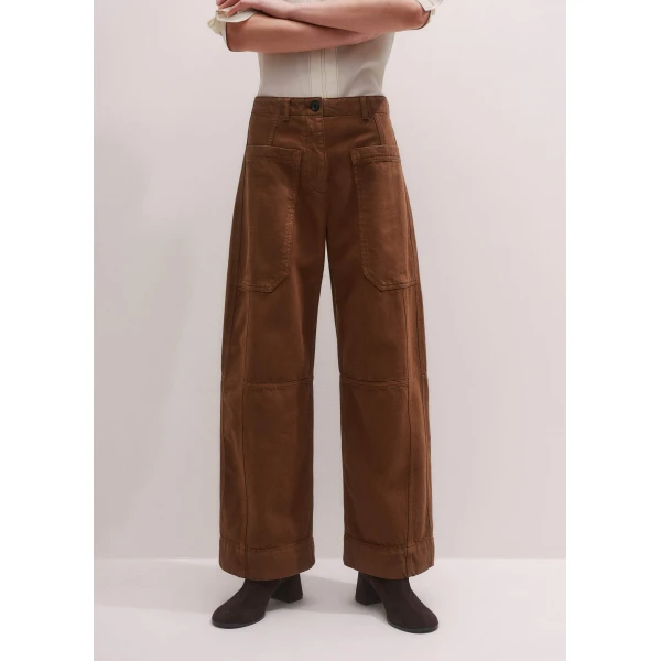 Me + Em Wide Taper Trouser – luxury British Brown in Me and Em exclusively at Luxury Shoes 