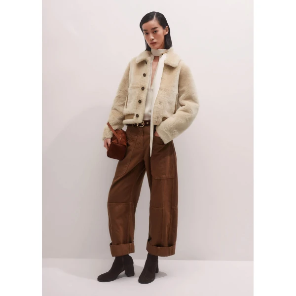 Me + Em Wide Taper Trouser – luxury British Brown in Me and Em exclusively at Luxury Shoes 