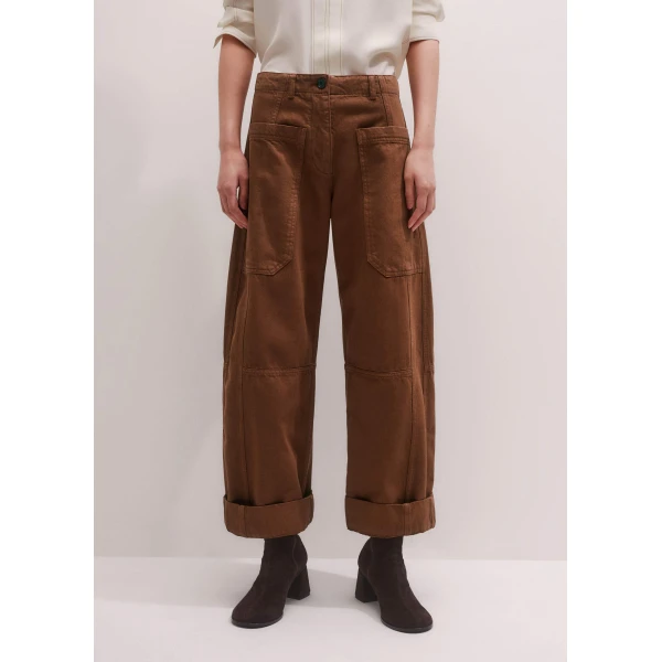 Me and Em Wide Taper Trouser – luxury British Brown in Me and Em exclusively at Luxury Shoes 
