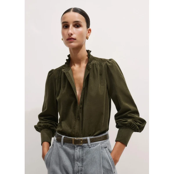 Me + Em Winter Blouse – luxury British Green in Me and Em exclusively at Luxury Shoes 