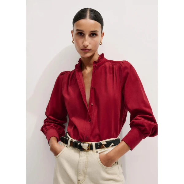 Me + Em Winter Blouse – luxury British Red in Me and Em exclusively at Luxury Shoes 