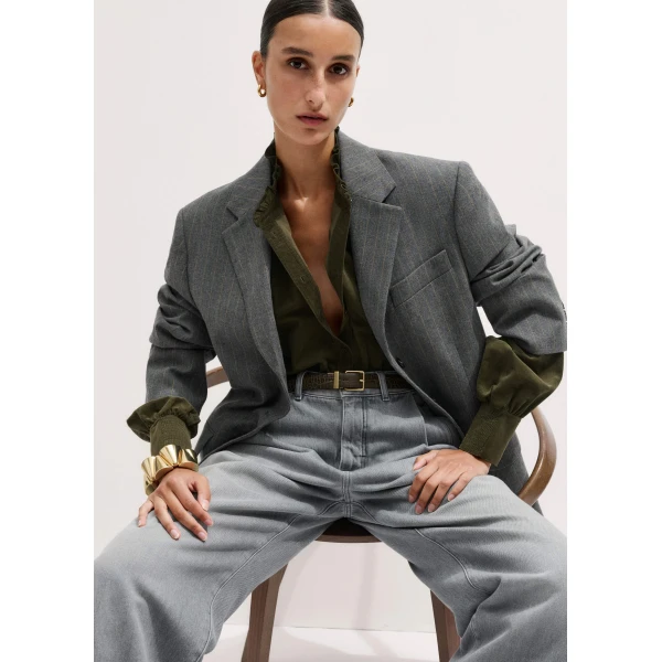 Me + Em Winter Blouse – luxury British Green in Me and Em exclusively at Luxury Shoes 