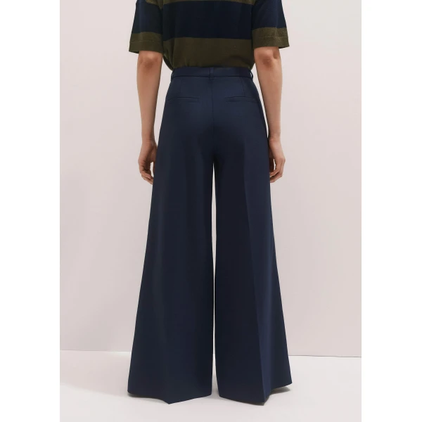 Me + Em Wool-Blend Exaggerated Flare Trouser – luxury British Blue in Me and Em exclusively at Luxury Shoes 