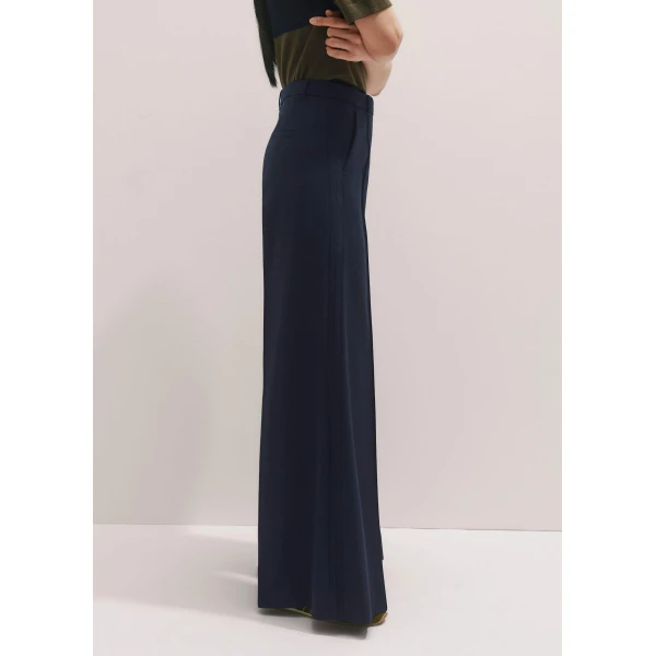 Me and Em Wool-Blend Exaggerated Flare Trouser – luxury British Blue in Me and Em exclusively at Luxury Shoes 