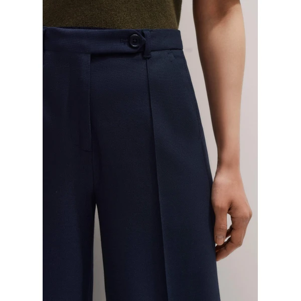Me + Em Wool-Blend Exaggerated Flare Trouser – luxury British Blue in Me and Em exclusively at Luxury Shoes 