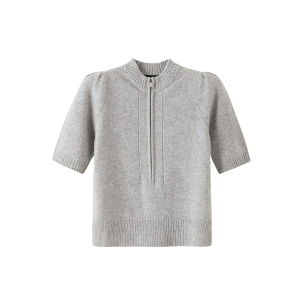 Me and Em Zip Neck Knit Tee – luxury British Gray in Me and Em exclusively at Luxury Shoes 