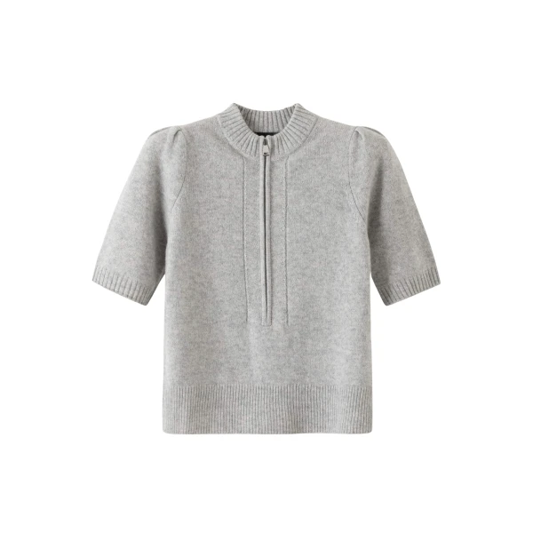 Me and Em Zip Neck Knit Tee – luxury British Gray in Me and Em exclusively at Luxury Shoes 