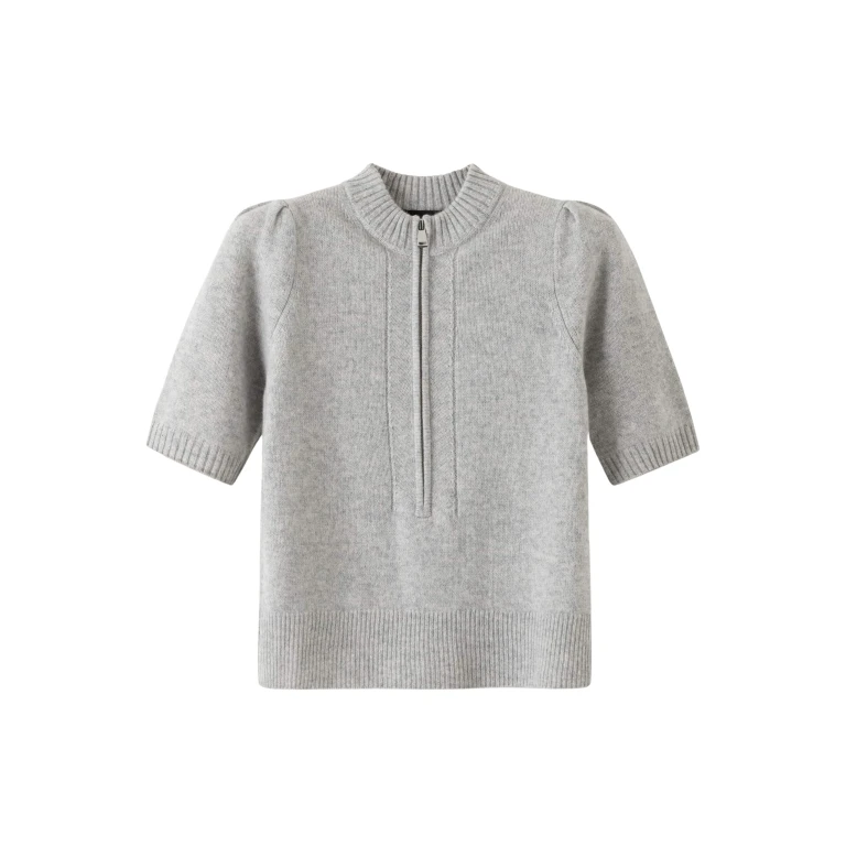 Me and Em Zip Neck Knit Tee – luxury British Gray in Me and Em exclusively at Luxury Shoes 