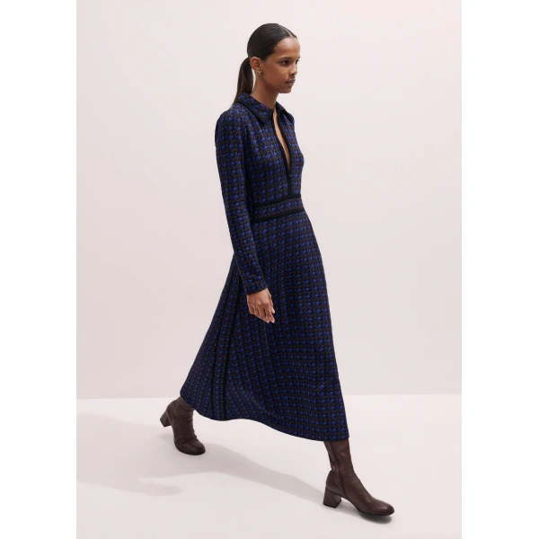 Me + Em Zip Neck Maxi Dress – luxury British Blue in Me and Em exclusively at Luxury Shoes 