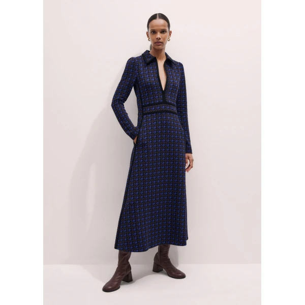 Me and Em Zip Neck Maxi Dress – luxury British Blue in Me and Em exclusively at Luxury Shoes 