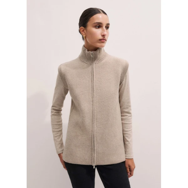 Me and Em Zip Sweater Vest – luxury British Beige in Me and Em exclusively at Luxury Shoes 