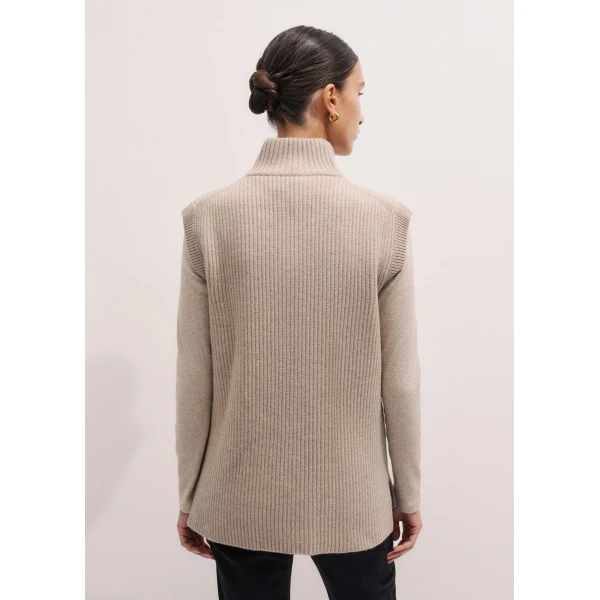 Me + Em Zip Sweater Vest – luxury British Beige in Me and Em exclusively at Luxury Shoes 