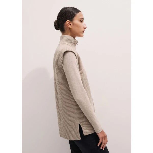 Me and Em Zip Sweater Vest – luxury British Beige in Me and Em exclusively at Luxury Shoes 