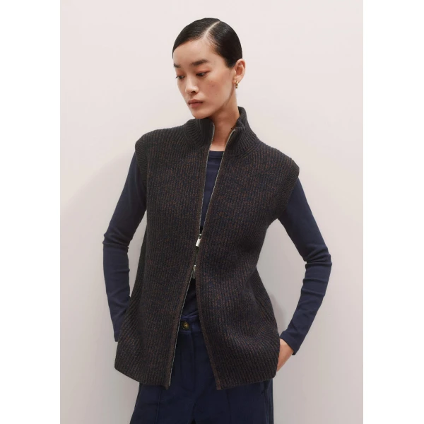 Me and Em Zip Sweater Vest – luxury British Brown in Me and Em exclusively at Luxury Shoes 