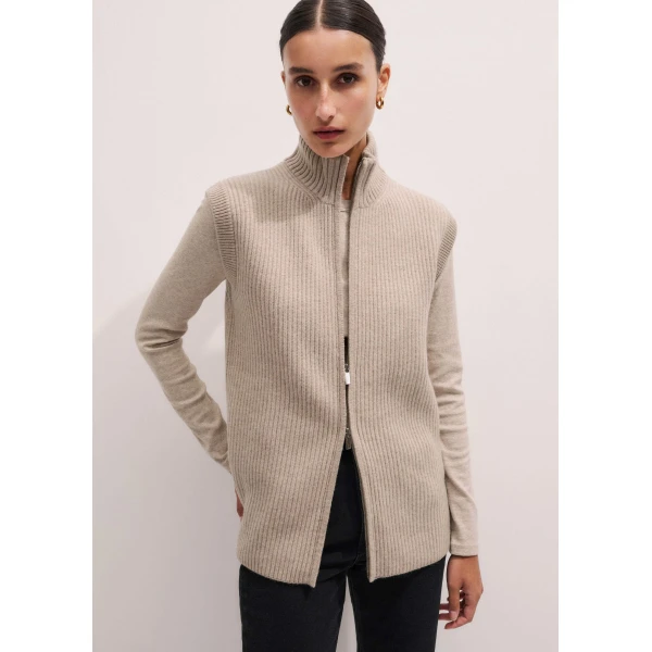 Me and Em Zip Sweater Vest – luxury British Beige in Me and Em exclusively at Luxury Shoes 